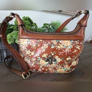 Patricia Nash Leather Sophia Hobo Vintage Botanical Print Bag